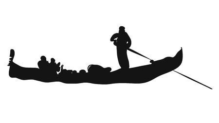 Gondola, Italian Love Taxi Sihouetteのイラスト素材