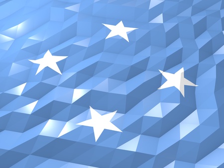 Flag of Micronesia 3D Wallpaper Illustration, National Symbol, Low Polygonal Glossy Origami Styleの写真素材