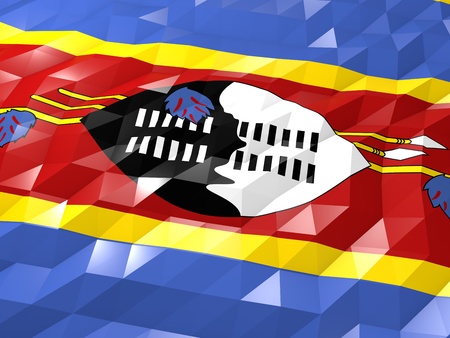 Flag of Swaziland 3D Wallpaper Illustration, National Symbol, Low Polygonal Glossy Origami Styleの写真素材