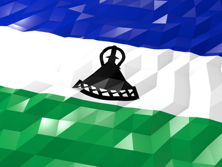 Flag of Lesotho 3D Wallpaper Illustration, National Symbol, Low Polygonal Glossy Origami Styleの写真素材