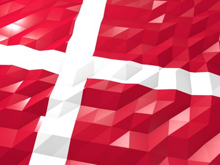 Flag of Denmark 3D Wallpaper Illustration, National Symbol, Low Polygonal Glossy Origami Styleの写真素材