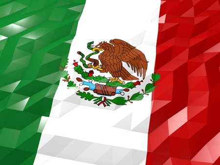 Flag of Mexico 3D Wallpaper Illustration, National Symbol, Low Polygonal Glossy Origami Styleの写真素材