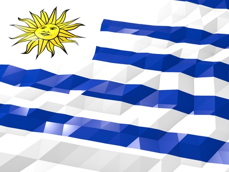 Flag of Uruguay 3D Wallpaper Illustration, National Symbol, Low Polygonal Glossy Origami Styleの写真素材