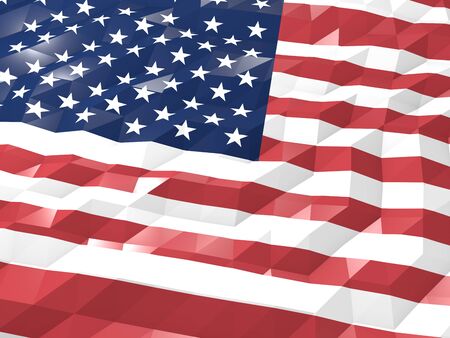 Flag of United States of America 3D Wallpaper Illustration, National Symbol, Low Polygonal Glossy...