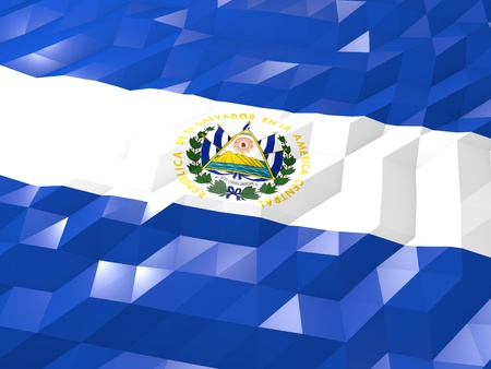 Flag of El Salvador 3D Wallpaper Illustration, National Symbol, Low Polygonal Glossy Origami Styleの写真素材