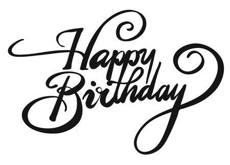 Happy Birthday Vintage Headline Design, Hand drawn Calligrphy Greeting Card Conceptのイラスト素材