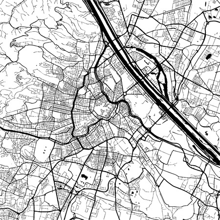 Vienna, Austria, Monochrome Map Artprint, Outline Version, ready for color change, Separated On Whiteのイラスト素材