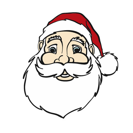 Smiling Comic Santa Claus Portrait , hand-drawn vector sketch, Artworkのイラスト素材