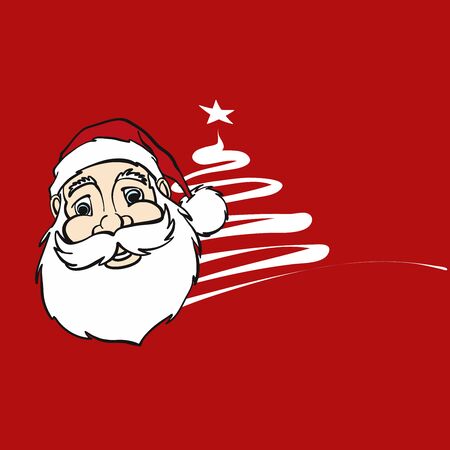 Sketched Xmas Label Santa Head and Tree, hand-drawn vector sketch, Artworkのイラスト素材