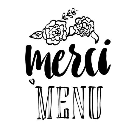 Merci Menu, Hand drawn Lettering Vecor Artwork ready for printのイラスト素材