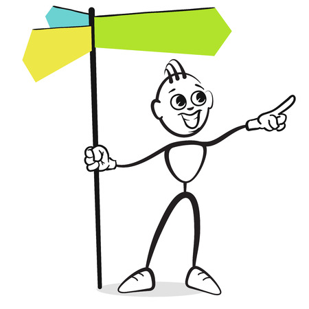 Stick figure series emotions - Road sign inscribable, Hand drawn Vector Artworkのイラスト素材