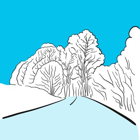 Ice landscape with road background illustration, Hand drawn Vector Artworkのイラスト素材