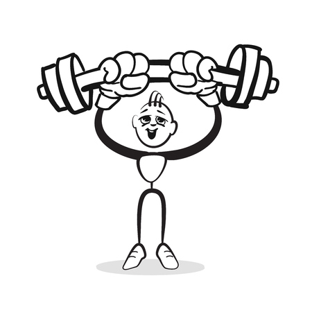 Stick figure series emotions - Fitness exaggerate, hand-drawn vector clipartのイラスト素材