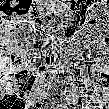 Santiago One Color Map, Vector Outline Version, ready for color change, Artprintのイラスト素材