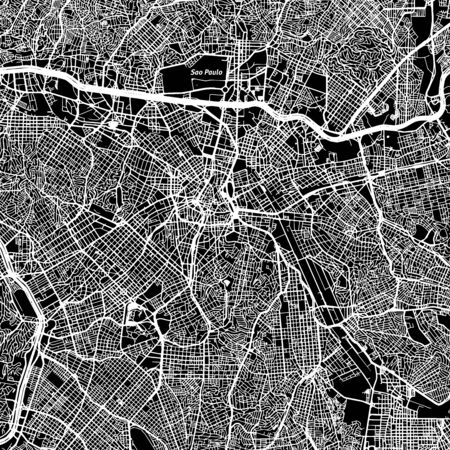 São Paulo One Color Map, Vector Outline Version, ready for color change, Artprintのイラスト素材