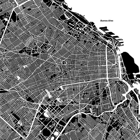 Buenos Aires One Color Map, Vector Outline Version, ready for color change, Artprintのイラスト素材