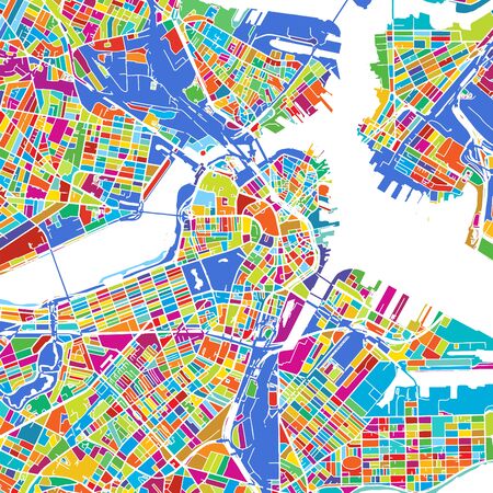 Boston Colorful Vector Mapのイラスト素材