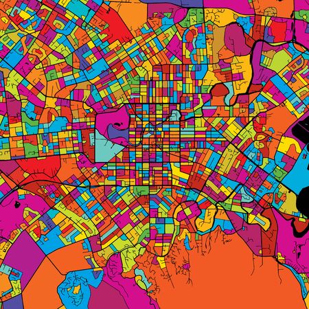 Christchurch Colorful Vector Map on Black, Artprint. printable outline Version, ready for color change, Separated On White.のイラスト素材