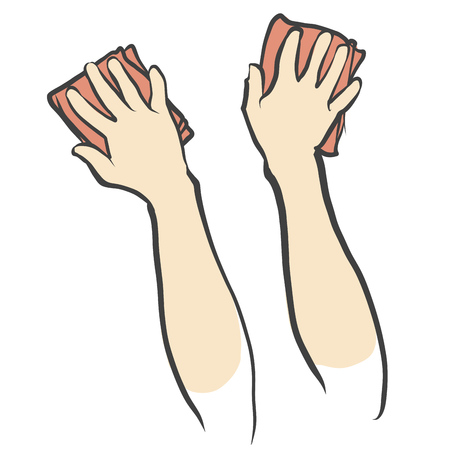 Hands and Rags isolated Sketch, hand drawn vector sketch.のイラスト素材