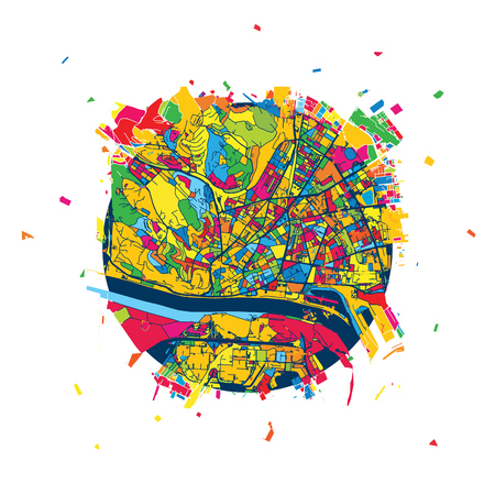 Bratislava, Slovakia, Creative Vector Map, Urban Travel Landmark. Infographic Design Templateのイラスト素材