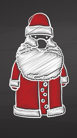 Santa Claus colored sketch on chalkboard, handdrawn vector sketch, clean outlines, vintage style blackboard.のイラスト素材