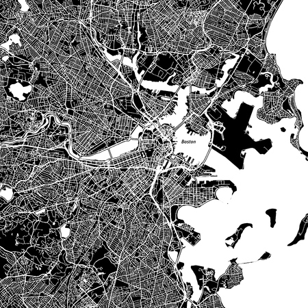 Boston, Massachusetts. Downtown vector map.のイラスト素材