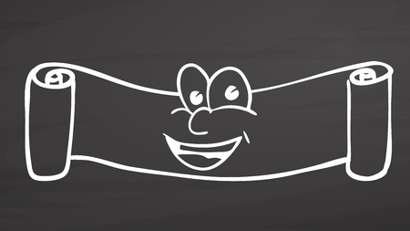 Banner with face drawing on chalkboard. Handdrawn vector sketch, clean outlines, vintage style blackboard.のイラスト素材