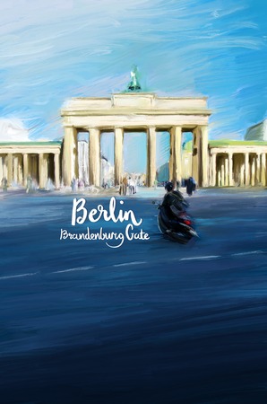 Berlin Brandenburg Colorful Art Poster. Digital Oil Painting.の写真素材
