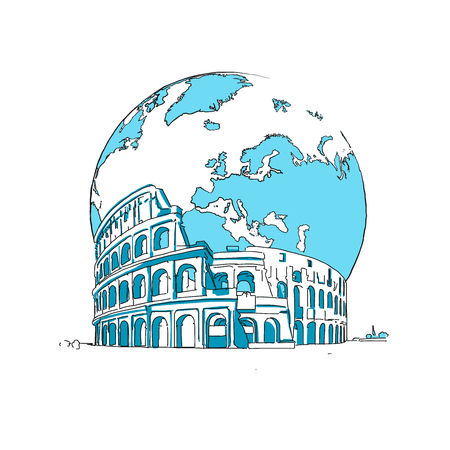 Coliseum and Earth Concept Design for Road trip.のイラスト素材