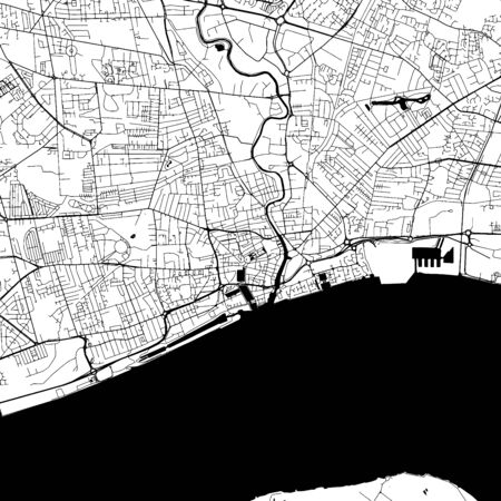 Kingston upon Hull downtown Map with many details for various usecases. This map of Kingston upon Hull contains typical landmarks with room for additional information.のイラスト素材