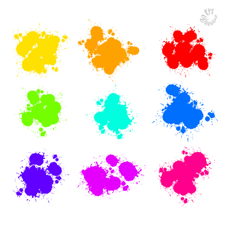 Set of Vector Splat Drops painted. Beautiful hand drawn vector sketch. Colorful elements for social media and print decoration.のイラスト素材