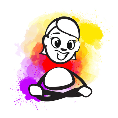 Beautiful hand drawn vector sketch. Colorful scene for social media and print decoration.のイラスト素材