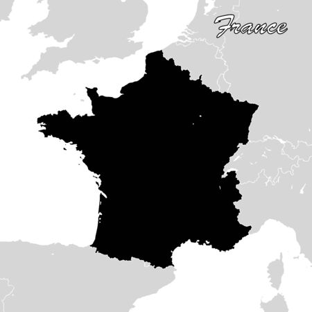 France Political Sihouette Map. Black and White Vector Graphicのイラスト素材
