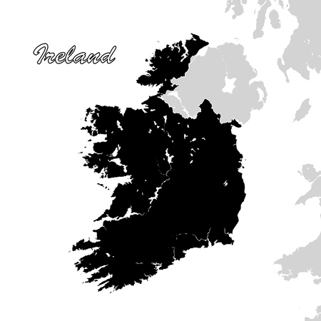 Ireland Political Sihouette Map. Black and White Vector Graphicのイラスト素材