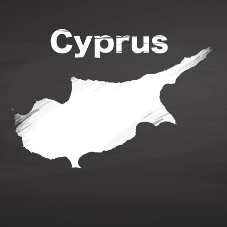 Simple Map of Cyprus. Artmap Drawing with Headline on Chalkboardのイラスト素材