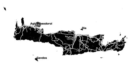 Crete Island Vector Map, black and white Silhouette Outline map for travel marketing and education.のイラスト素材