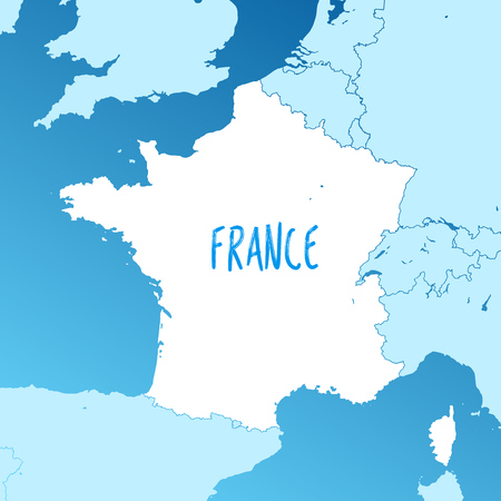 France vector map two-toned silhouette version. Rich details for borders, neighbors and islands. Usable for travel marketing, real estate and education.のイラスト素材