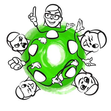 Set of business woman gestures. Emotional business icons for digital marketing and print stick man series.のイラスト素材