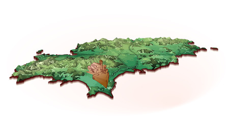 Island Map of Ibiza with drawing. Detailed vector illustration. Isolated concept for infographic and marketing.のイラスト素材