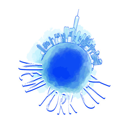 New York Skyline Vector Drawing. Travel Illustration Concept for Shirt Print and Labeling.のイラスト素材