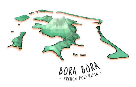 Map Concept of Bora Bora. Detailed vector illustration. Isolated concept for infographic and marketing.のイラスト素材