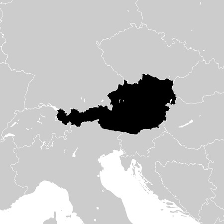 Austria with neighboring European countries. High detailed vector map.のイラスト素材