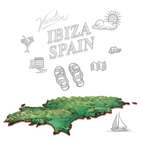 Ibiza, Spain, travel marketing cover, set of hand drawn a vector drawings.のイラスト素材