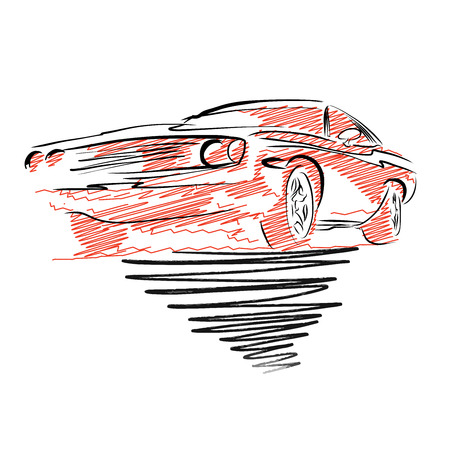 Vintage muscle car drawing. Hand drawn vector illustration.のイラスト素材