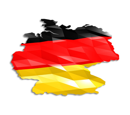 Low poly flag in Map of Germany, 3d rendering, art iconの写真素材