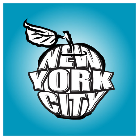 New York City Big Apple Logo on blue shaded Backgroundのイラスト素材