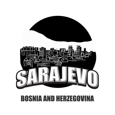 Sarajevo black and white  for high quality prints. Hand drawn vector sketch.のイラスト素材