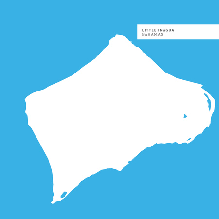 Map of Little Inagua Island,Â Bahamas, contains geography outlines for land mass, water, major roads and minor roads.のイラスト素材