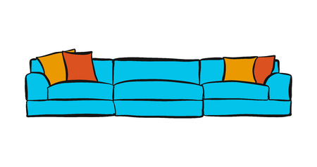 comfortable couch with three parts. hand-drawn vector sketch. business concept design.のイラスト素材