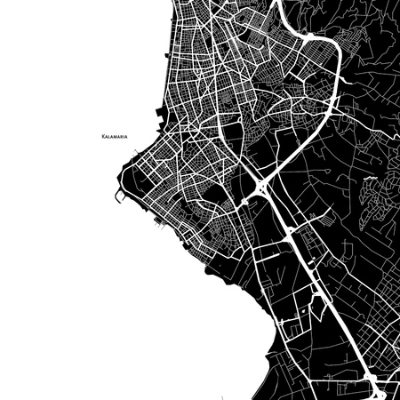 Area map of Kalamaria, Greece. Dark background version for infographic and marketing projects.のイラスト素材